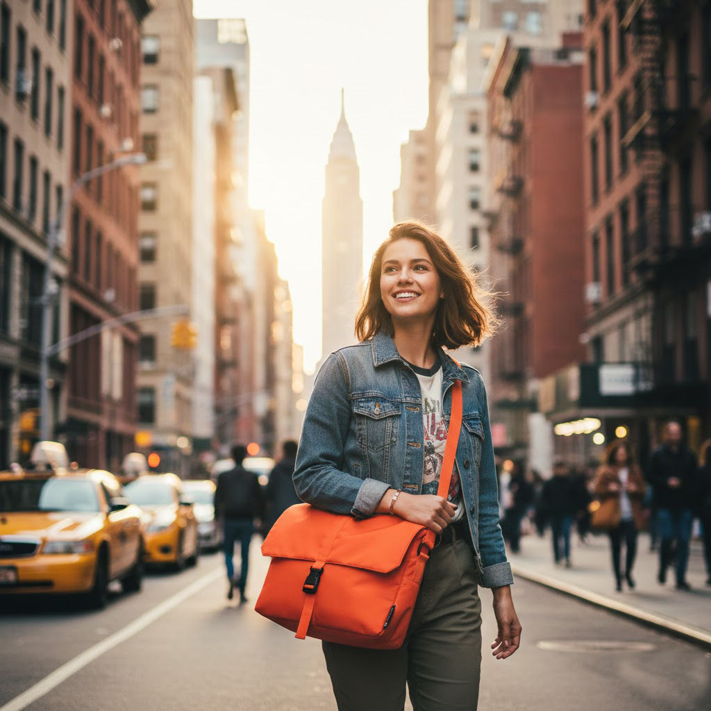 Orange Unisex Laptop Messenger Bag for Everyday Use